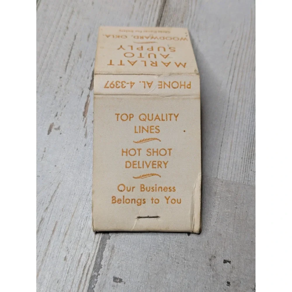 Vintage Matchbook Cover‎ Marlatt Auto Supply Woodward, Oklahoma
